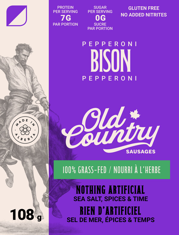 Bison Pepperoni nutrition facts label - detailed ingredient and nutrition information