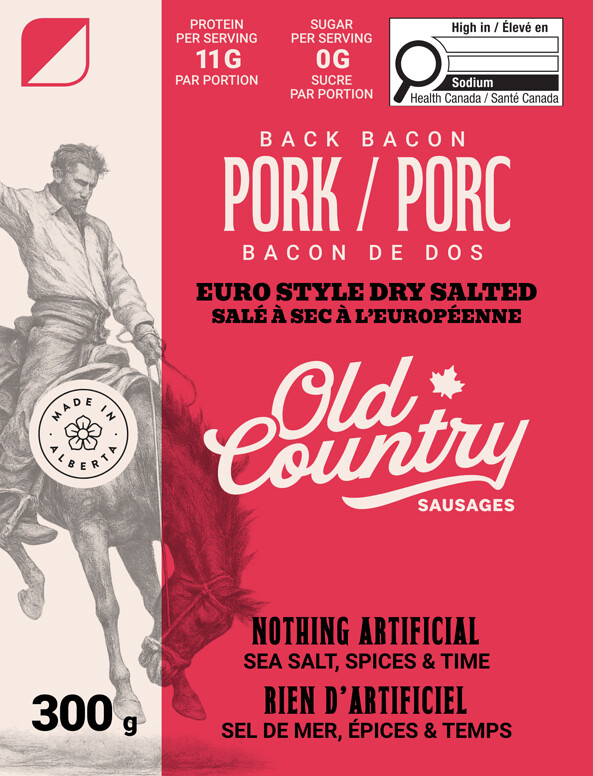 European Back Bacon nutrition facts label - detailed ingredient and nutrition information